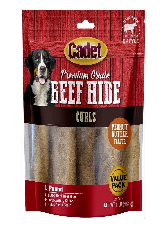 Cadet Premium Grade Beef Hide, Long-Lasting Rawhide Rolls, Single-Ingredient Dog Chews for Medium Breeds, Peanut Butter Flavor, 1 Pound - Image 1